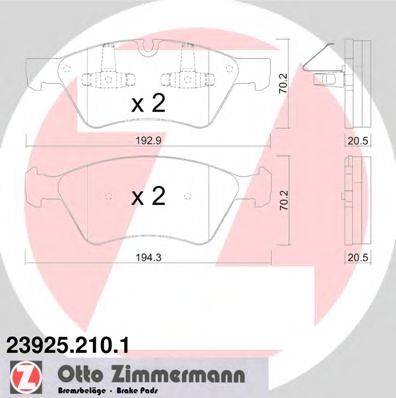 ZIMMERMANN 239252101 Комплект гальмівних колодок, дискове гальмо
