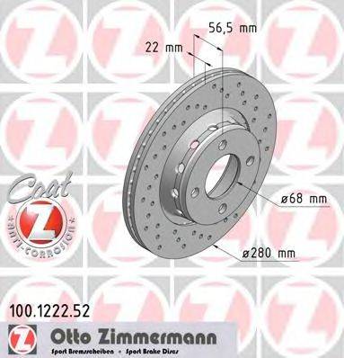 гальмівний диск ZIMMERMANN 100.1222.52