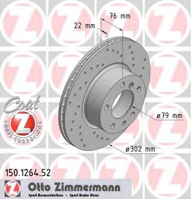 гальмівний диск ZIMMERMANN 150.1264.52