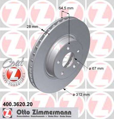 ZIMMERMANN 400362020 гальмівний диск