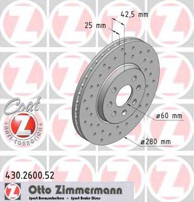 гальмівний диск ZIMMERMANN 430.2600.52