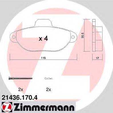 ZIMMERMANN 214361704 Комплект тормозных колодок, дисковый тормоз