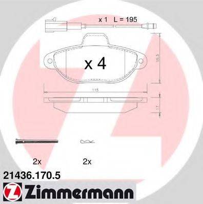 ZIMMERMANN 214361705 Комплект тормозных колодок, дисковый тормоз