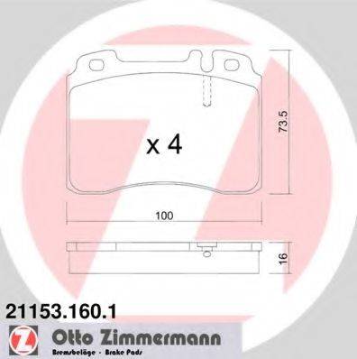ZIMMERMANN 211531601 Комплект тормозных колодок, дисковый тормоз
