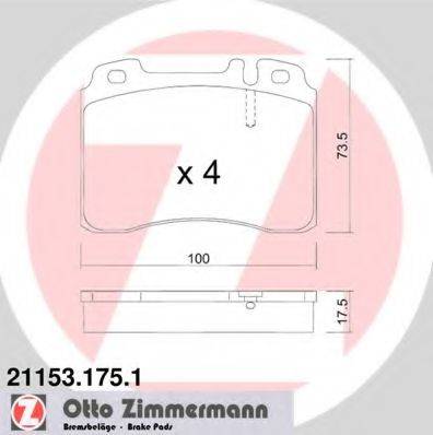 ZIMMERMANN 211531751 Комплект тормозных колодок, дисковый тормоз