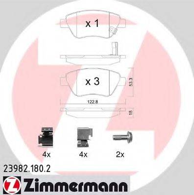 Комплект гальмівних колодок, дискове гальмо ZIMMERMANN 23982.180.2
