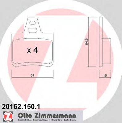Комплект гальмівних колодок, дискове гальмо ZIMMERMANN 20162.150.1