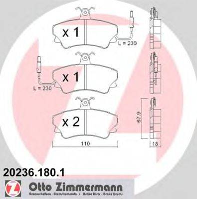 ZIMMERMANN 202361801 Комплект тормозных колодок, дисковый тормоз