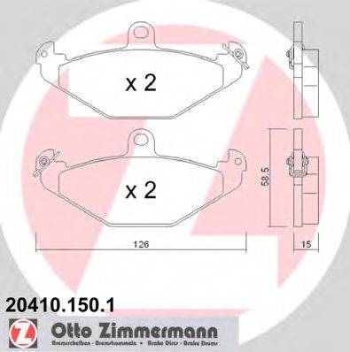 Комплект гальмівних колодок, дискове гальмо ZIMMERMANN 20410.150.1