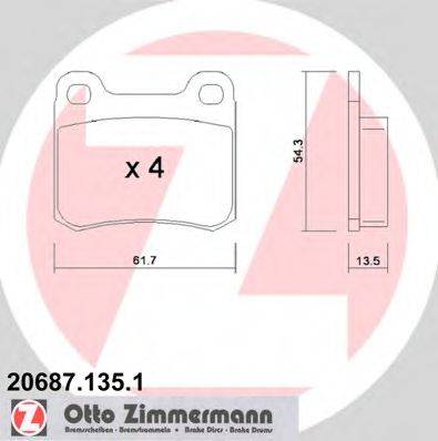 Комплект гальмівних колодок, дискове гальмо ZIMMERMANN 20687.135.1