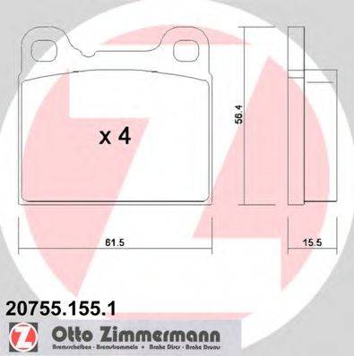 ZIMMERMANN 207551551 Комплект тормозных колодок, дисковый тормоз