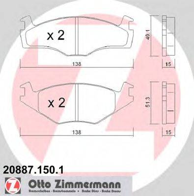 ZIMMERMANN 208871501 Комплект тормозных колодок, дисковый тормоз