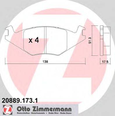 ZIMMERMANN 208891731 Комплект тормозных колодок, дисковый тормоз