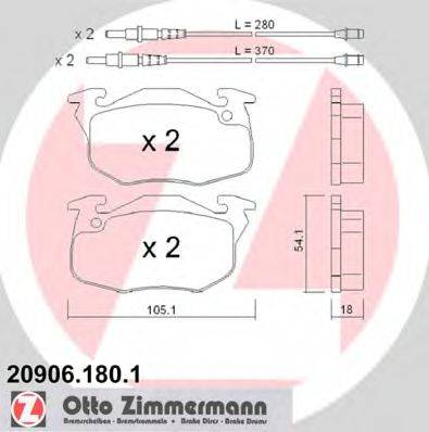 Комплект тормозных колодок, дисковый тормоз ZIMMERMANN 20906.180.1