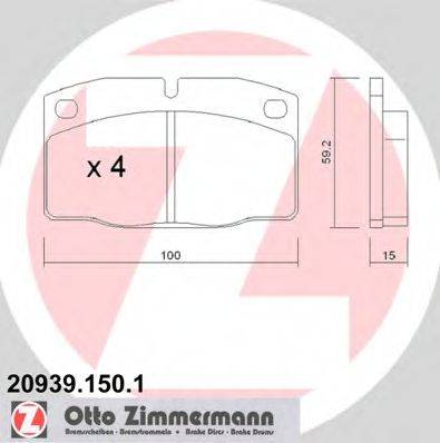 Комплект гальмівних колодок, дискове гальмо ZIMMERMANN 20939.150.1