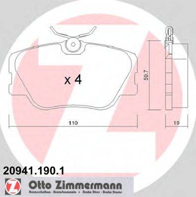 ZIMMERMANN 209411901 Комплект тормозных колодок, дисковый тормоз
