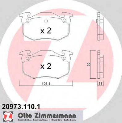 Комплект гальмівних колодок, дискове гальмо ZIMMERMANN 20973.110.1