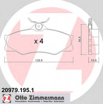 Комплект гальмівних колодок, дискове гальмо ZIMMERMANN 20979.195.1