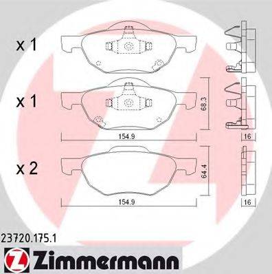 ZIMMERMANN 237201751 Комплект тормозных колодок, дисковый тормоз