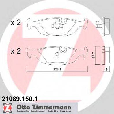 Комплект гальмівних колодок, дискове гальмо ZIMMERMANN 21089.150.1
