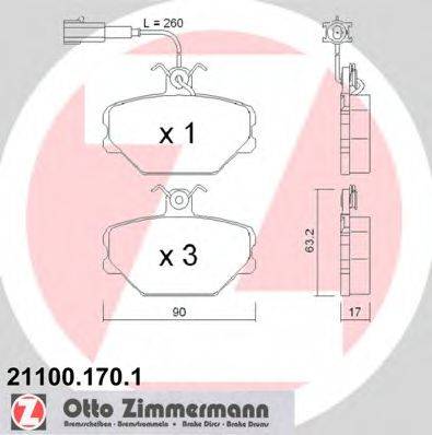 ZIMMERMANN 211001701 Комплект тормозных колодок, дисковый тормоз