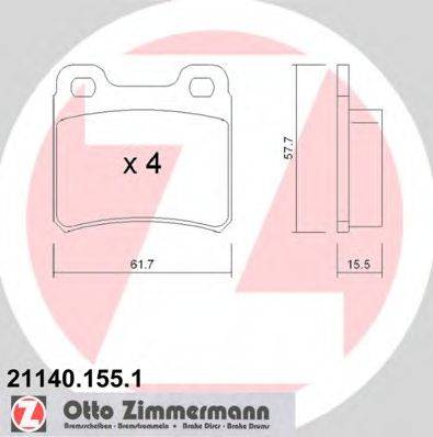 ZIMMERMANN 211401551 Комплект тормозных колодок, дисковый тормоз