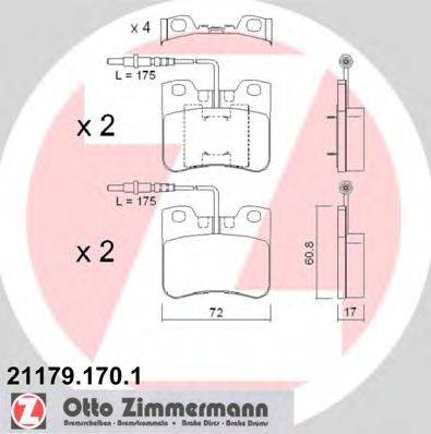 Комплект гальмівних колодок, дискове гальмо ZIMMERMANN 21179.170.1