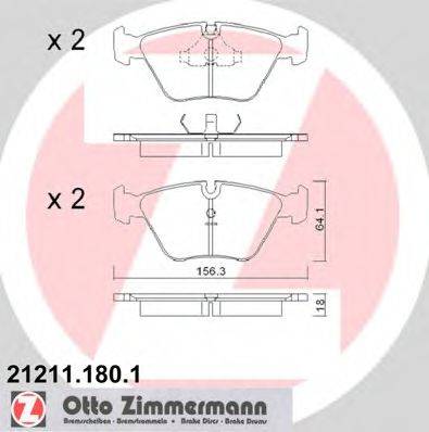 ZIMMERMANN 212111801 Комплект тормозных колодок, дисковый тормоз