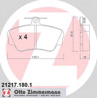 ZIMMERMANN 212171801 Комплект тормозных колодок, дисковый тормоз