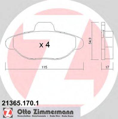 ZIMMERMANN 213651701 Комплект гальмівних колодок, дискове гальмо