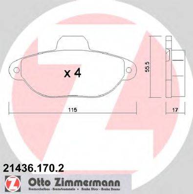 ZIMMERMANN 214361702 Комплект тормозных колодок, дисковый тормоз