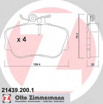 ZIMMERMANN 214392001 Комплект тормозных колодок, дисковый тормоз