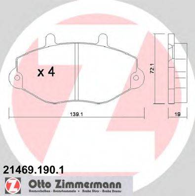 Комплект гальмівних колодок, дискове гальмо ZIMMERMANN 21469.190.1