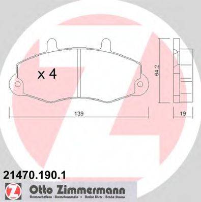 Комплект гальмівних колодок, дискове гальмо ZIMMERMANN 21470.190.1