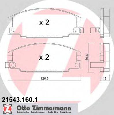 Комплект гальмівних колодок, дискове гальмо ZIMMERMANN 21543.160.1