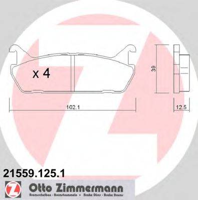 Комплект гальмівних колодок, дискове гальмо ZIMMERMANN 21559.125.1