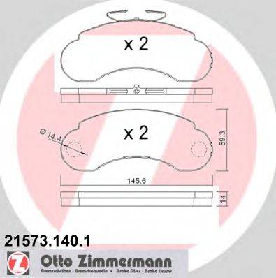 Комплект гальмівних колодок, дискове гальмо ZIMMERMANN 21573.140.1