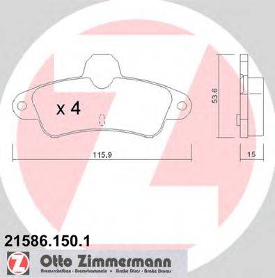 Комплект тормозных колодок, дисковый тормоз ZIMMERMANN 21586.150.1