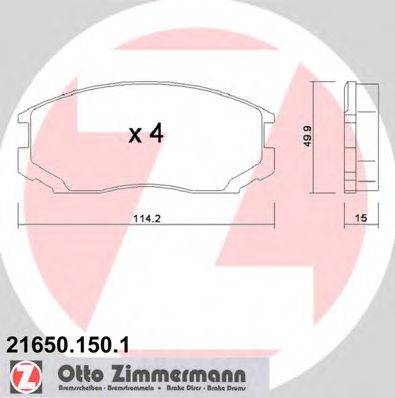 Комплект гальмівних колодок, дискове гальмо ZIMMERMANN 21650.150.1