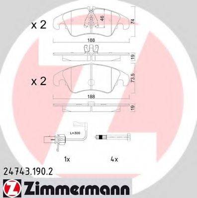 ZIMMERMANN 247431902 Комплект гальмівних колодок, дискове гальмо