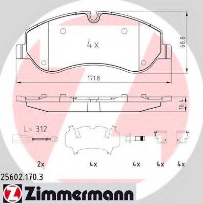 ZIMMERMANN 256021703 Комплект тормозных колодок, дисковый тормоз