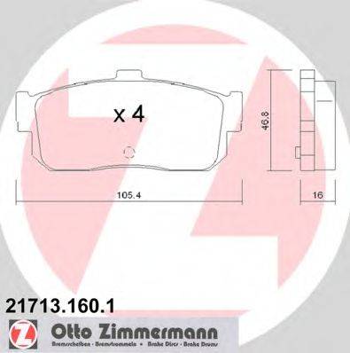 Комплект гальмівних колодок, дискове гальмо ZIMMERMANN 21713.160.1