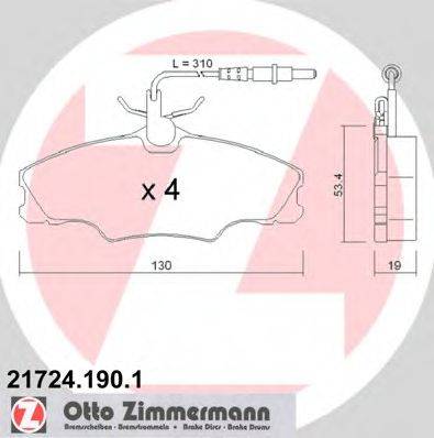 Комплект гальмівних колодок, дискове гальмо ZIMMERMANN 21724.190.1