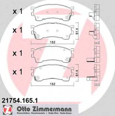 Комплект тормозных колодок, дисковый тормоз ZIMMERMANN 21754.165.1