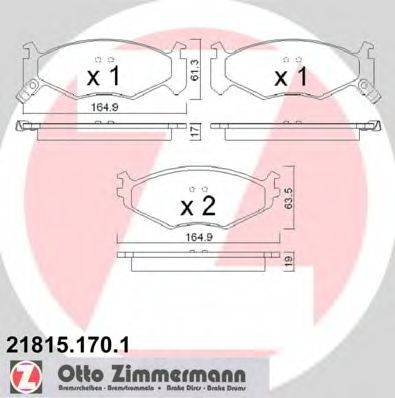 ZIMMERMANN 218151701 Комплект тормозных колодок, дисковый тормоз