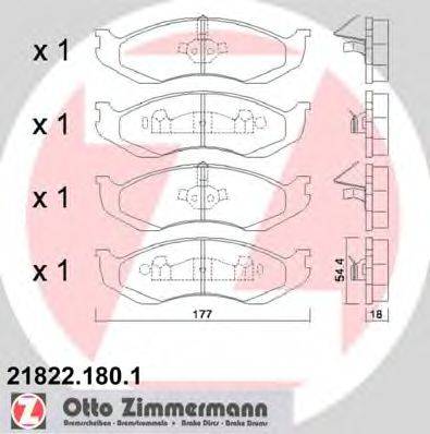 Комплект гальмівних колодок, дискове гальмо ZIMMERMANN 21822.180.1