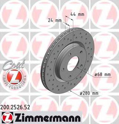 Тормозной диск ZIMMERMANN 200.2526.52