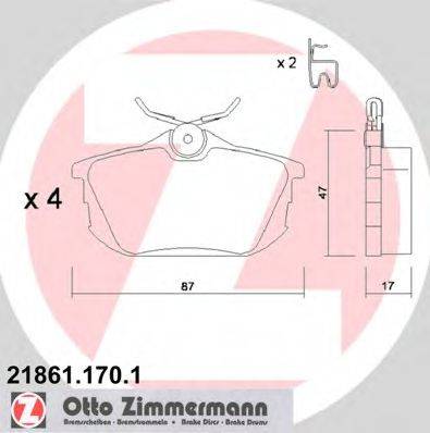 ZIMMERMANN 218611701 Комплект тормозных колодок, дисковый тормоз