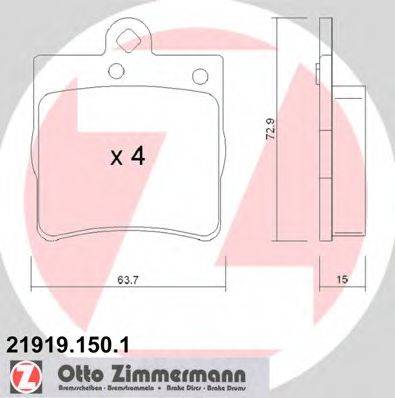 ZIMMERMANN 219191501 Комплект тормозных колодок, дисковый тормоз
