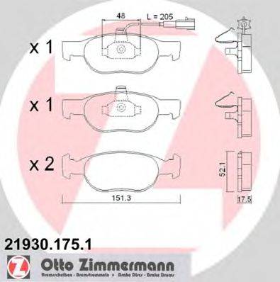 ZIMMERMANN 219301751 Комплект тормозных колодок, дисковый тормоз
